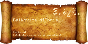 Balkovics Ábris névjegykártya